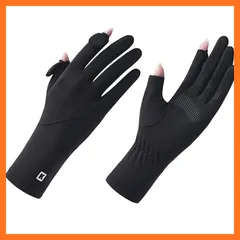 【新品】 [Odejaa] 手袋 レディース 夏 UVカット【柔らかいアイスシルク素材・-５℃冷感・UPF50+認定品】 春 夏 秋 カット 涼感 日焼け防止 指なし 細かい作業 超軽量 極薄 通気性 速乾性 手荒れ対策 通勤・自転車・運転用(Type2- 0