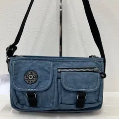 7430　Kipling キプリング　 ショルダーバッグ　斜めがけ　紐調節可能 ブルー系　ポケット多数　多機能　機能的 ナイロン　軽量　シンプル　カジュアル