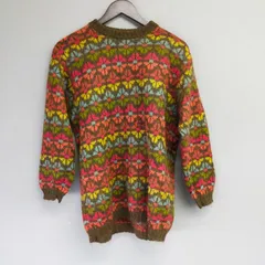M12009 【90ｓ】イタリア製 UNITEDCOLORSOFBENETTON モヘア セーター 長袖 総柄 Sサイズ ユナイテッドカラーズオブベネトン