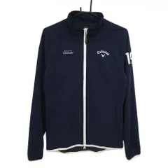 キャロウェイ ジャケット ネイビー×白 ロゴ ダブルジップ 裏地メッシュ  メンズ M ゴルフウェア Callaway