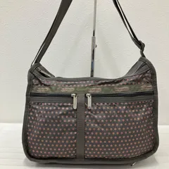 7252　LeSportsac　レスポートサック　 ショルダーバッグ　斜めがけ　紐調節可能　 デラックスエブリデイ　マチ拡張　ドット　 水玉　総柄　グレージュ系　ナイロン　 軽量　レディース