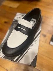 VANS SKATE LEATHER LOAFER 27 ブラック　レザー　ホワイト　ブラックソール　バンズ　ローファー