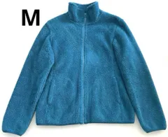 Mサイズ　ユニクロ　ボア フリース フルジップ ジャケット　青　ブルー　レディース