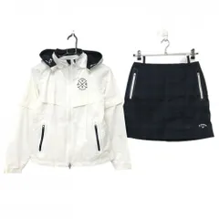 キャロウェイ レインウェア(2WAYジャケット×スカート) 白×ネイビー スカートチェック 裏地メッシュ レディース S ゴルフウェア Callaway