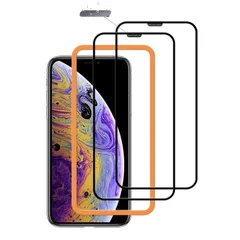 【特価商品】【2枚セット】ガイド枠付き KPNS 日本素材製 全面保護 iPhone X/iPhone XS / iPhone11 pro 用 ガラスフィルム 強化ガラス カバー 保護フィルム