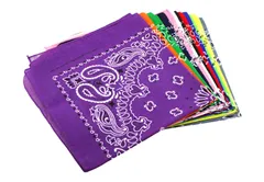 【在庫セール】大判 ペイズリー 柄 バンダナ 三角布 12枚 セット ハンカチ スカーフ 綿 100％ 55㎝×55㎝