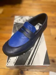 VANS SKATE LOAFER LEATHER バンズ　ローファー　スケボー　スケートボード　ブラック　ブルー　レザー　青　黒　ブラックソール