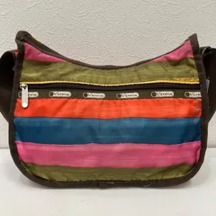 7260　LeSportsac　レスポートサック　 ショルダーバッグ　斜めがけ　紐調節可能　 クラシックホーボー　ボーダー　ストライプ　 総柄　ブラウン系　マルチカラー　ナイロン　 軽量　レディース