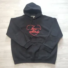 앰블러 LOVE ソール IN ブラック WHO Tシャツ L 刺繍 POINT ラージ ハート ピンク 검정