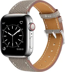 コンパチブル アップルウォッチ バンド レディース レザー 42mm 40mm 41mm 38mm コンパチブル Apple Watch バンド 革  se3/se2/Series11/10/9/8/7/6/5/4/3に対応(グレージュ&シルバー)