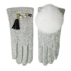 手袋 レディース  スマホ対応 柔らかく上質な肌触り 裏ボア【 ラビットファー × チャーム 】 【 スマホ対応グローブ 】ファー×チャーム