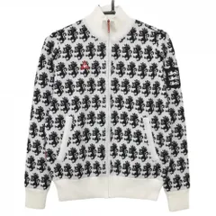【美品】ルコックゴルフ ニットジャケット 白×黒 総柄 ウール混 裏地付き レディース M ゴルフウェア le coq sportifのサムネイル