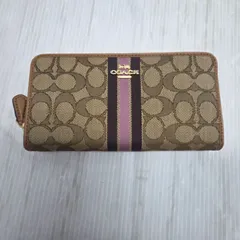 12 S00646  COACH コーチ 財布  コーチ 長財布 レザー ベージュ ブラウン ピンクパープル J1880 F39139 レディース 美品