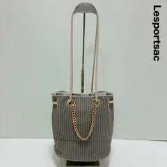 Lesportsac レスポートサック☆CHAIN CROCHET BUCKET チェーンクロシェ ベージュかぎ針編み