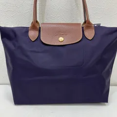 7328　LONGCHAMP　ロンシャン　プリアージュ　レディース　ルプリアージュ　トートバッグ　ハンドバッグ　パープル　紫　無地　シンプル　きれいめ　ナイロン　レザー　軽量