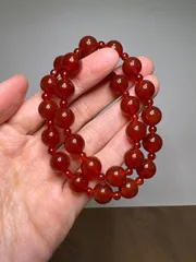 天然石　高品質　赤瑪瑙　レッドアゲート　ブレスレット約10㍉15㌢★98★