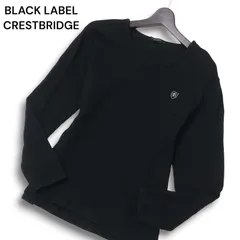 BLACK LABEL CRESTBRIDGE ブラックレーベル クレストブリッジ ロゴ刺繍 柄編み ニット セーター カットソー Sz.4 メンズ 黒