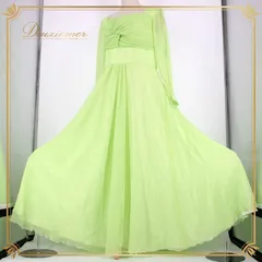 社交ダンス 衣装 スタンダード ドレス ワンピース レッスンウェア パーティ衣装 thang loi 黄緑 ライトグリーン系 無地 シンプル フレッシュ 輝く 大きく広がる裾 ダンス映え おしゃれ 女性用 着やすい シンプルデザイン イベント用 体型カバー