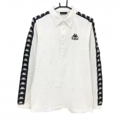 カッパ 長袖ポロシャツ 白×黒 袖ロゴライン ボタンダウン メンズ O(XL) ゴルフウェア Kappa