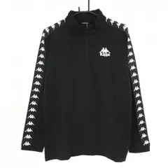 【新品】カッパ 長袖ハイネックシャツ 黒×白 肩・袖ロゴライン ハーフジップ メンズ O(XL) ゴルフウェア Kappa