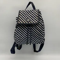 EF1211-14-2 TORY BURCH ストライプ バックパック バックパッグ レディース／ネイビー×ホワイト