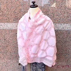 ショール 着物ショール 防寒 化繊 薄ピンク ベルベット 花柄 長さ146cm 幅44cm 和装 普段使い おしゃれ着向き 着物 和装小物 即日発送