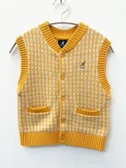 110) kangol キッズ イエロー ニット ベスト