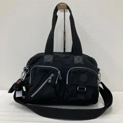 7322　Kipling キプリング　2way　ショルダーバッグ　トートバッグ　ハンドバッグ　ブラック　黒　無地　チャーム付き　モンキー　ゴリラ　フロントポケット　ポケット多数　多機能　機能的　レディース　シンプル　カジュアル　軽量