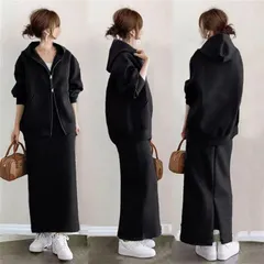 セットアップ レディース ジッパー スウェット パーカー ジャケット スカート 2点セット フード付き