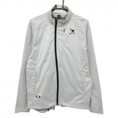 オークリー ジャケット ライトグレー ロゴ黒 裾ドローコード  メンズ L ゴルフウェア Oakley