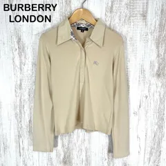 BURBERRY LONDON バーバリーロンドン ホースロゴ刺繍 ノバチェック コットン 長袖 ポロシャツ ベージュ