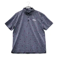 サイズ：L CALLAWAY キャロウェイ  半袖ポロシャツ ボタンダウン フラミンゴ 総柄 ネイビー系 [240101562832] ゴルフウェア メンズ ストスト