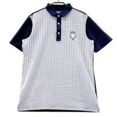 BEAMS GOLF ポロシャツ シアサッカーストライプ柄ネイビー - メルカリ