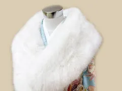 【ふかふかショール】振袖 成人式 【ホワイト】 ショール 大判 ふわふわ かわいい 豪華 特価 新品未使用