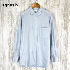 agnes b. アニエスベー 無地 コットン 長袖 シャツ ライトブルー