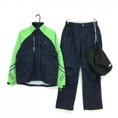 ルコックゴルフ レインウェア(2WAYジャケット×パンツ) ネイビー×ライトグリーン 裏地メッシュ メンズ M ゴルフウェア le coq sportif