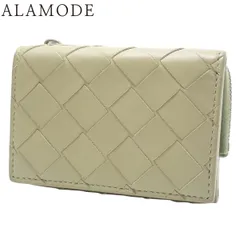 BOTTEGAVENETA(ボッテガ・ヴェネタ) スモール イントレチャート 三つ折り ファスナーウォレット コンパクトウォレット 3つ折り ミニ財布 小物 レザー カーキ シルバー金具 メンズ 40802153013【中古】【アラモード】