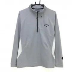キャロウェイ 長袖ハイネックシャツ グレー ハーフジップ ロゴ黒 裏微起毛  メンズ L ゴルフウェア Callaway