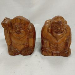 精緻な彫刻木彫りの象木彫りの布袋尊2点 年代 物置物 - メルカリ
