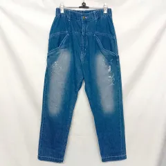 ScoLar スカラー 刺繍サルエルデニムパンツ ブルー M □□☆