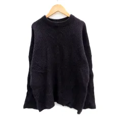 ケイビーエフ KBF アーバンリサーチ ニット セーター 長袖 ラウンドネック 切替 ウール混 ONE ダークパープル 紫 紺 ネイビー /SM14