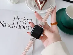 Apple Watch バンド 合皮 38/40/41mm ライトピンク＋シルバー　CHA592440384041