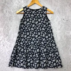 COMME CA ISM コムサイズム  リバーシブル  フラワー プリント ワンピース ネイビー 130Aサイズ □〇