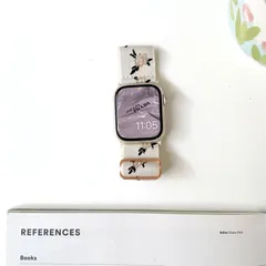 Apple Watch バンド レディース ナイロン 花柄 かわいい おしゃれ 韓国 ベルト ナチュラル 大人可愛い シンプル 春夏 秋冬 白 ホワイト バラ 38mm 40mm 41mm 42mm 44mm 45mm 49mm 女性
