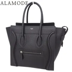 CELINE(セリーヌ) ラゲージ マイクロショッパー ハンドバッグ トートバッグ ドラムドカーフスキン ブラック黒 マットシルバー金具 189793DRU.38NO レディース 40802147955【中古】【アラモード】