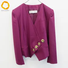 クリスチャンディオール ChristianDior ヴィンテージ ジャケット ノーカラー 金釦 レディース [a983020]