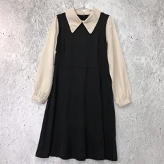 【 美品 】 DAZY デイジー カラーブロック ピーターパン衿 パフスリーブ ワンピース ブラック Mサイズ 〇□