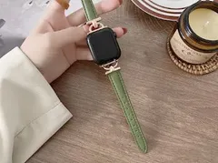 Apple Watch バンド 合皮 38/40/41mm グリーン＋ゴールド2　CHA592420384041