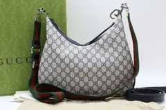 XX4514 グッチ GGスプリーム キャンバス アタッシェ ミディアム ショルダー バッグ 美品