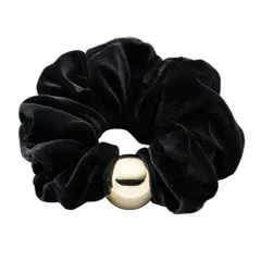 【ゴールド×ワンサイズ】[Cream dot. クリームドット公式] ヘアアクセサリー レディース   シュシュ ベロア ベルベット 光沢感 メタルボール 艶 ボリューム 大きめ ヘアゴム ヘアアクセ ヘアアレンジ 簡単